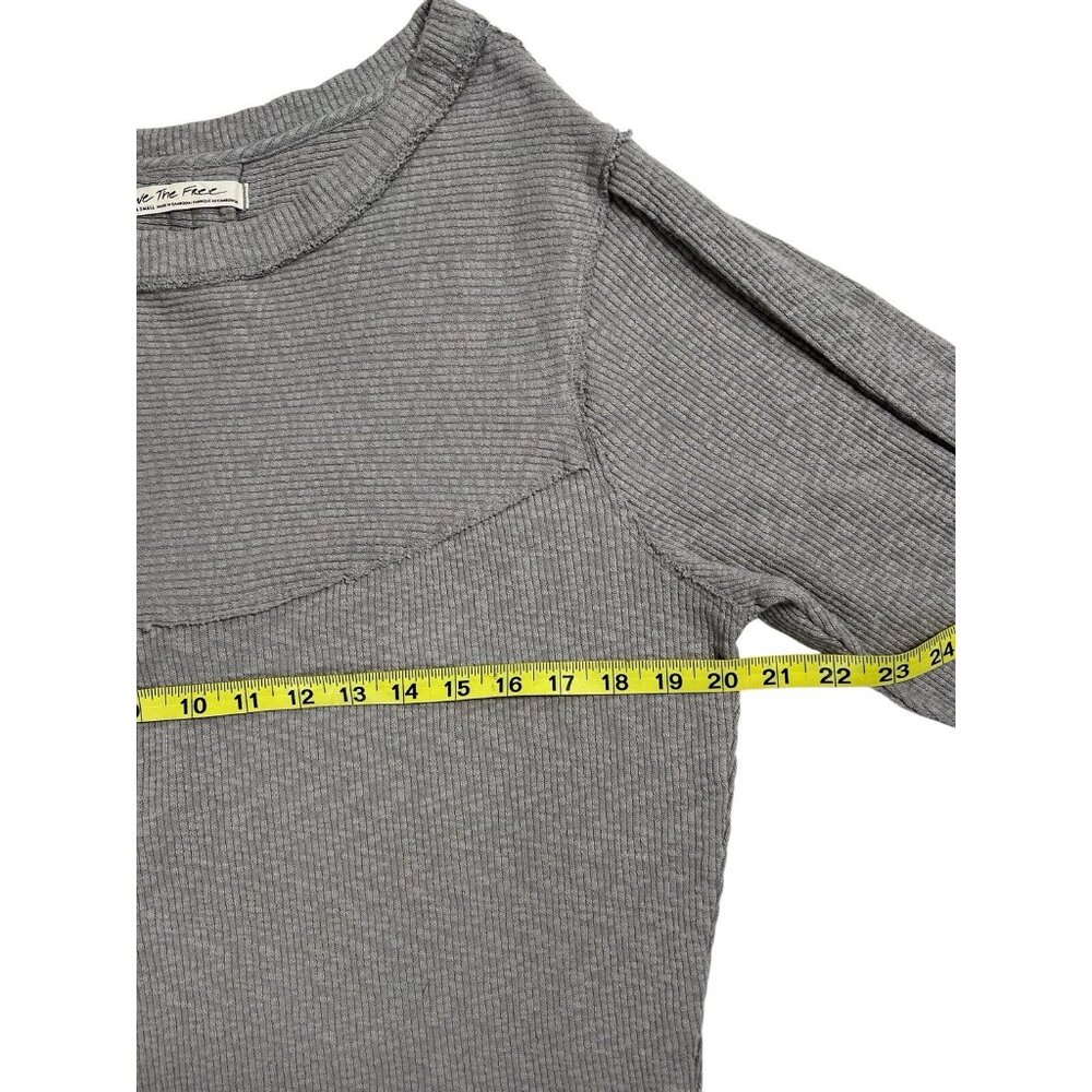We The free people Sweatshirt Thermal Gray Ribbed Knit Size XS Buffy Sleeves - Picture 8 of 10